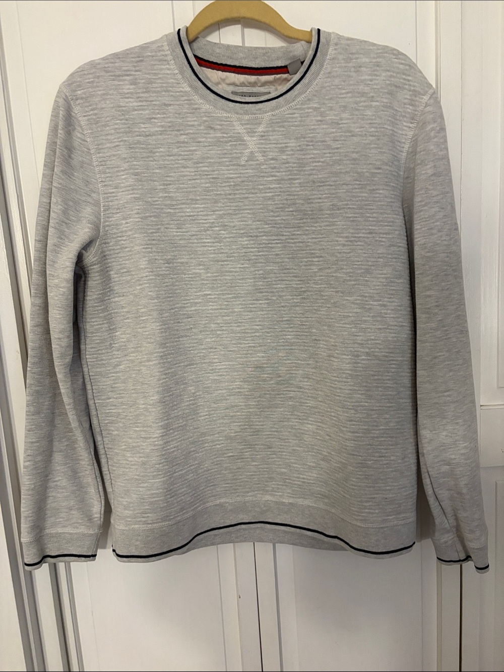 Ted Baker Light Gray Crewneck Sweater with Contrast Trim